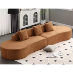 Canapé incurvé moderne en tissu éponge de 331,47 cm (130,5 po) pour 4 personnes avec 3 oreillers