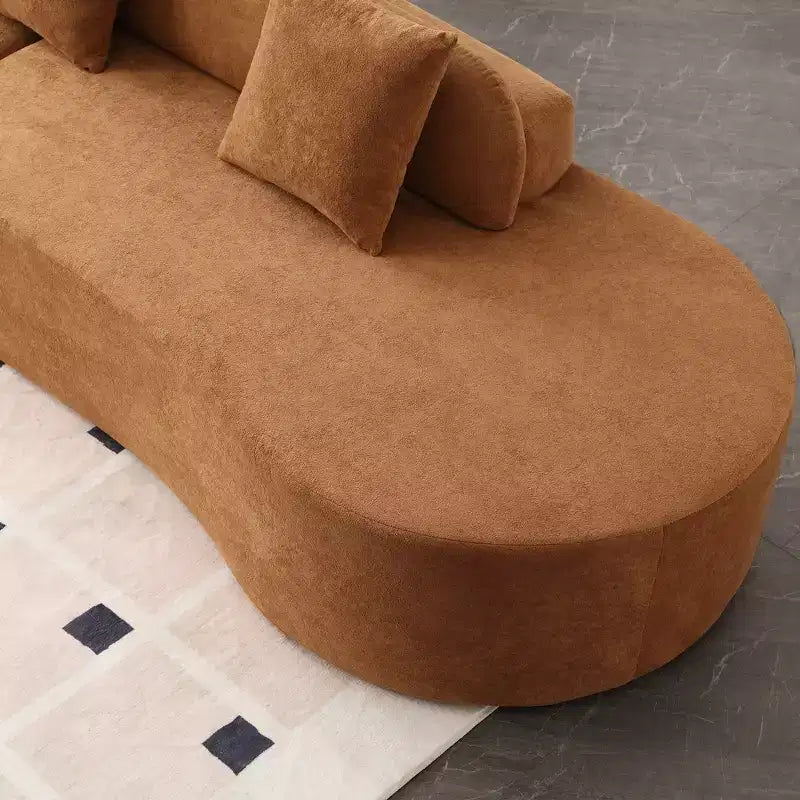 Canapé incurvé moderne en tissu éponge de 331,47 cm (130,5 po) pour 4 personnes avec 3 oreillers