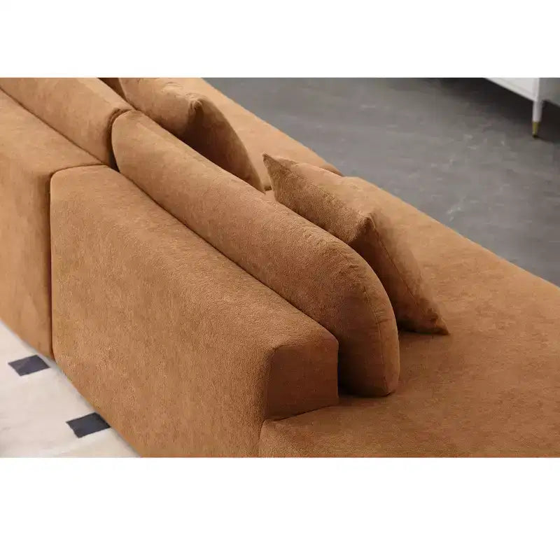 Canapé incurvé moderne en tissu éponge de 331,47 cm (130,5 po) pour 4 personnes avec 3 oreillers