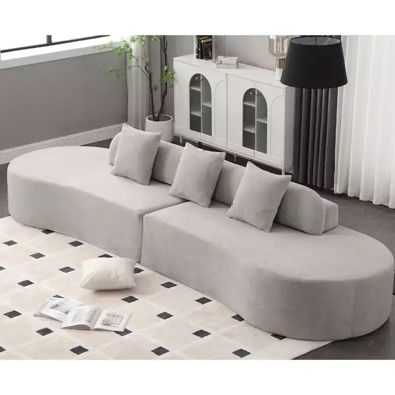 Canapé incurvé moderne en tissu éponge de 331,47 cm (130,5 po) pour 4 personnes avec 3 oreillers