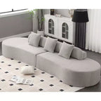Canapé incurvé moderne en tissu éponge de 331,47 cm (130,5 po) pour 4 personnes avec 3 oreillers