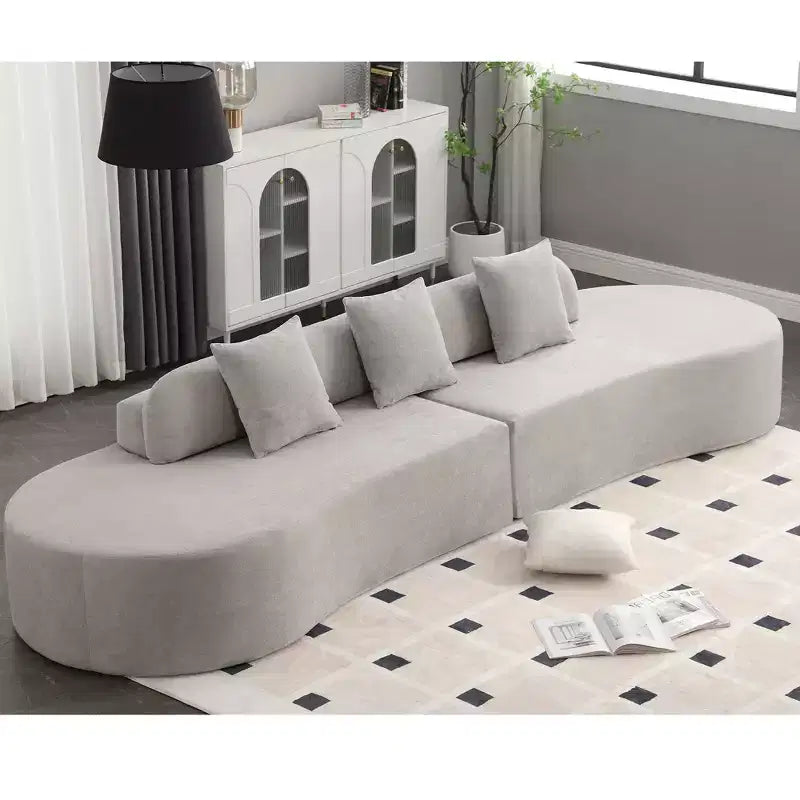 Canapé incurvé moderne en tissu éponge de 331,47 cm (130,5 po) pour 4 personnes avec 3 oreillers