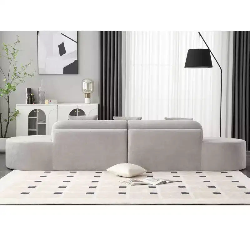 Canapé incurvé moderne en tissu éponge de 331,47 cm (130,5 po) pour 4 personnes avec 3 oreillers