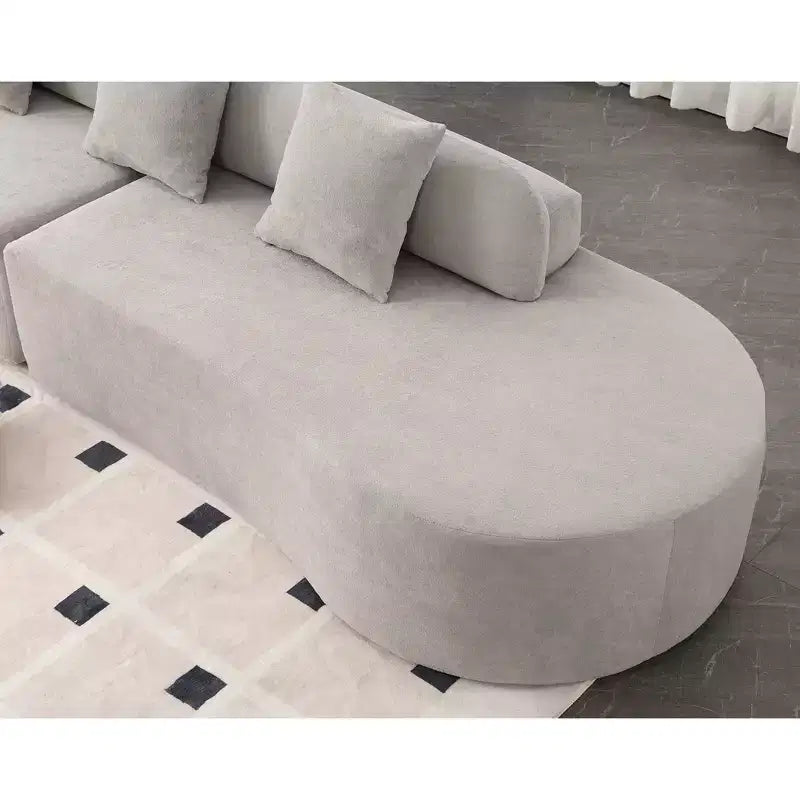 Canapé incurvé moderne en tissu éponge de 331,47 cm (130,5 po) pour 4 personnes avec 3 oreillers