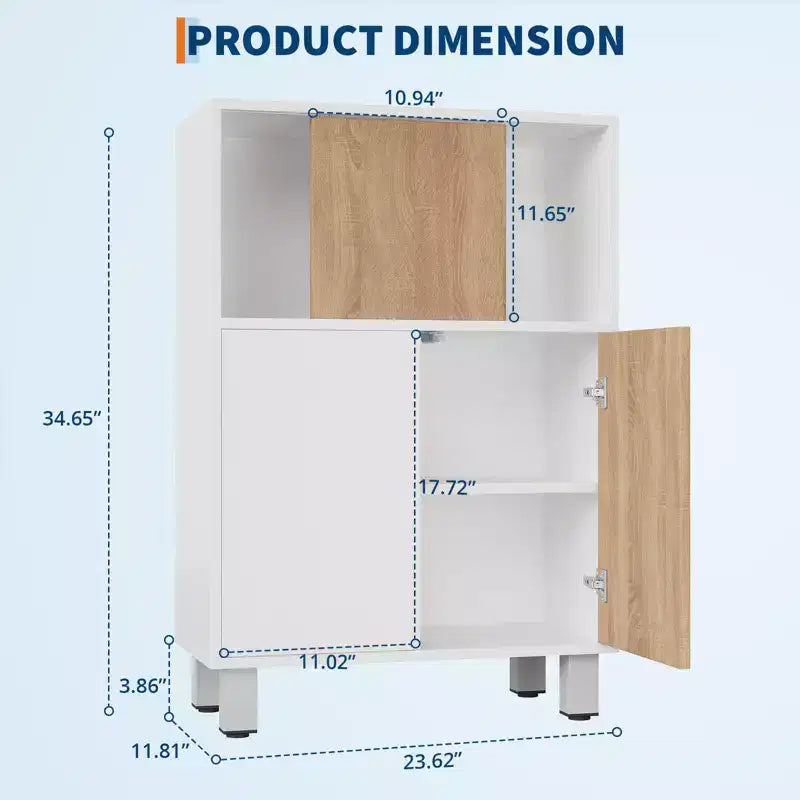 Buffet en bois blanc avec porte coulissante de style grange et étagères réglables pour la cuisine, l'entrée, la salle à manger et le salon