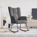 Fauteuil à bascule d'appoint avec siège rembourré pour salon en velours – Gris foncé Sans repose-pieds