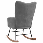 Fauteuil à bascule d'appoint avec siège rembourré pour salon en velours – Gris foncé Sans repose-pieds
