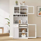 Armoire de garde-manger de cuisine de 75 po de hauteur avec portes vitrées