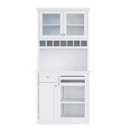 Armoire de garde-manger de cuisine de 75 po de hauteur avec portes vitrées
