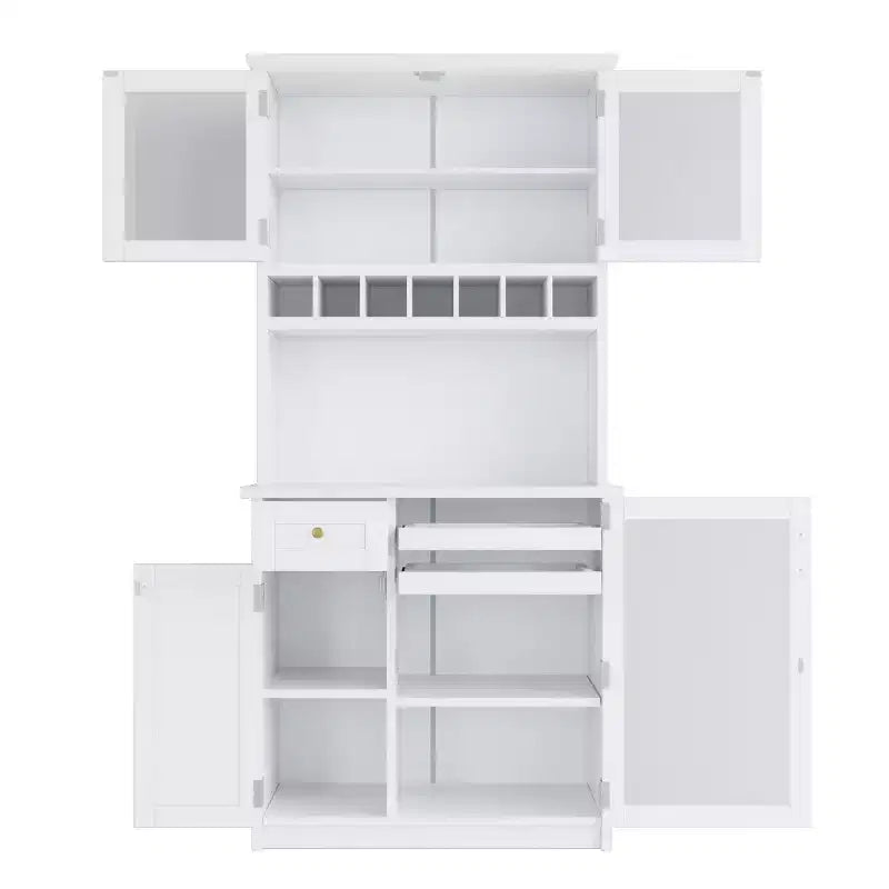 Armoire de garde-manger de cuisine de 75 po de hauteur avec portes vitrées