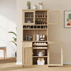 Armoire de garde-manger de cuisine de 75 po de hauteur avec portes vitrées