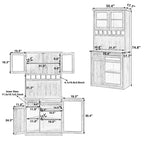 Armoire de garde-manger de cuisine de 75 po de hauteur avec portes vitrées