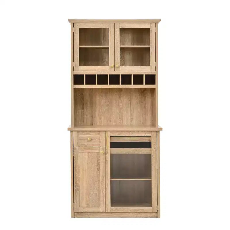 Armoire de garde-manger de cuisine de 75 po de hauteur avec portes vitrées