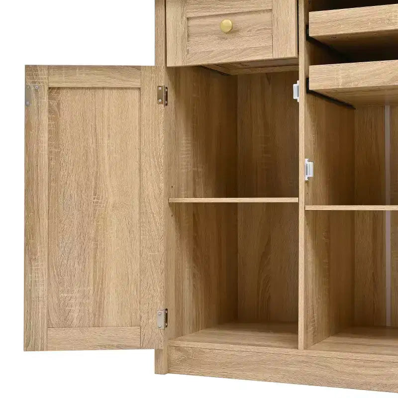 Armoire de garde-manger de cuisine de 75 po de hauteur avec portes vitrées