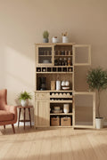 75 Tall Kitchen Pantry Cabinet with Glass Doors, Freestanding Buffet Hutch for Kitchen, Dining Room, or Living Room-Panipeachy