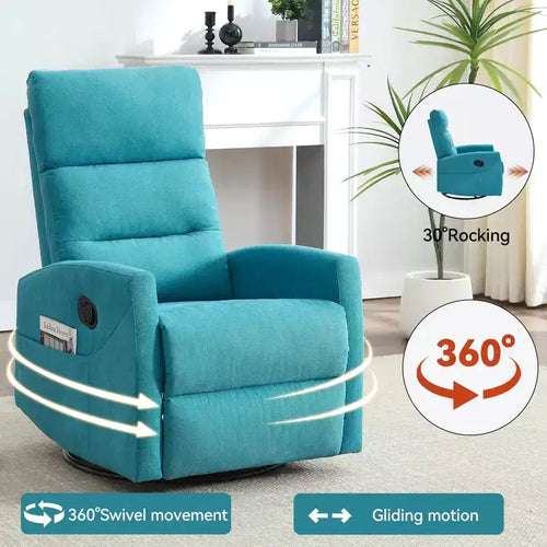 Fauteuil inclinable berçant pivotant à 360°, fauteuil d'appoint en tissu rembourré