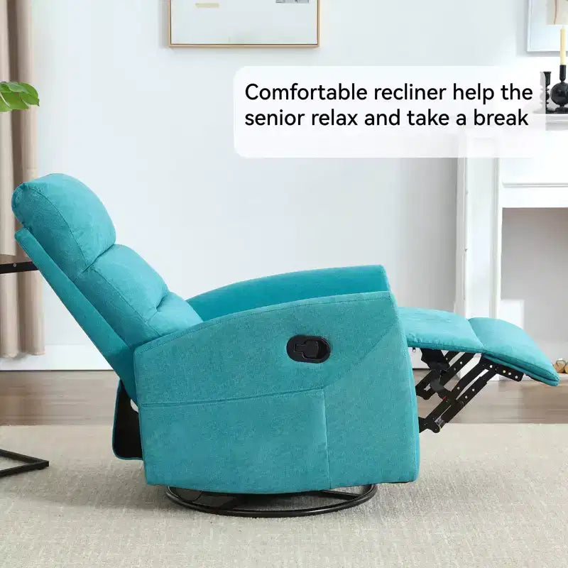 Fauteuil inclinable berçant pivotant à 360°, fauteuil d'appoint en tissu rembourré