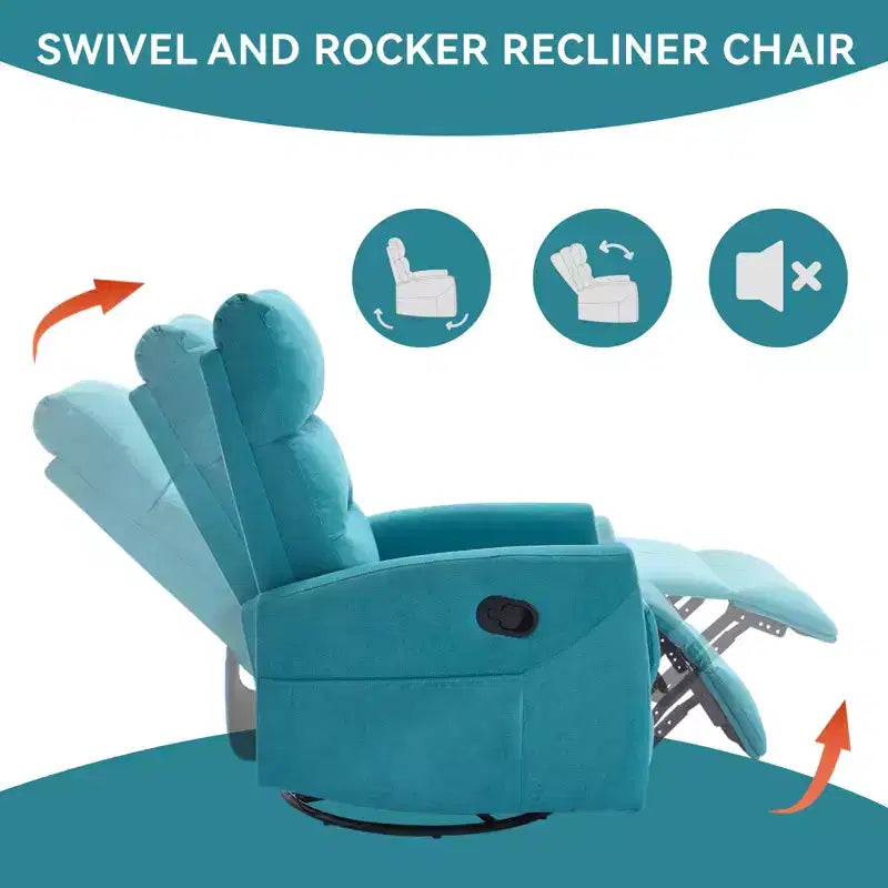 Fauteuil inclinable berçant pivotant à 360°, fauteuil d'appoint en tissu rembourré