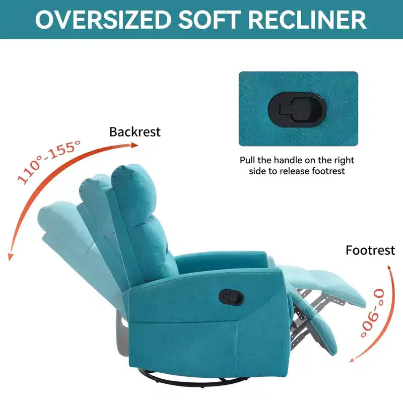 Fauteuil inclinable berçant pivotant à 360°, fauteuil d'appoint en tissu rembourré