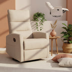 Manual Recliner Chair with Rocker and Swivel in Fabric, Upholstered Accent Chair for Living Room