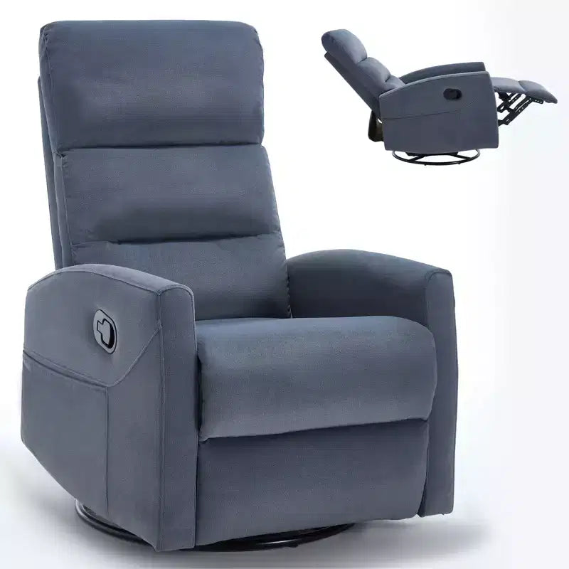 Fauteuil inclinable berçant pivotant à 360°, fauteuil d'appoint en tissu rembourré