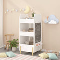 Kids Bookshelf with Chalkboard Side  Bear-Shaped Wooden Bookcase with 3-Tier Storage, Drawing Board for Toddlers, Toy and Book Organizer White