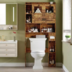 Meuble de rangement WC avec étagères réglables et portes vitrées