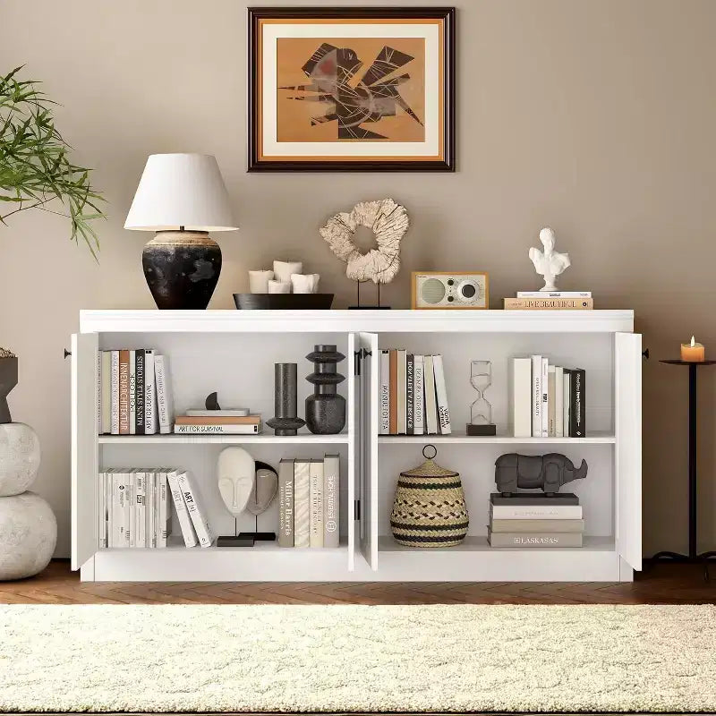 Meuble buffet 4 portes avec rangement, Bahut anti-basculement pour salle à manger, cuisine ou bureau