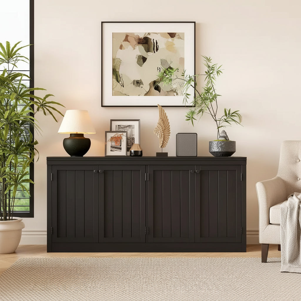 Meuble buffet 4 portes avec rangement, Bahut anti-basculement pour salle à manger, cuisine ou bureau