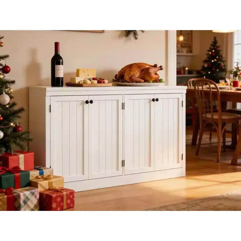 Meuble buffet 4 portes avec rangement, Bahut anti-basculement pour salle à manger, cuisine ou bureau