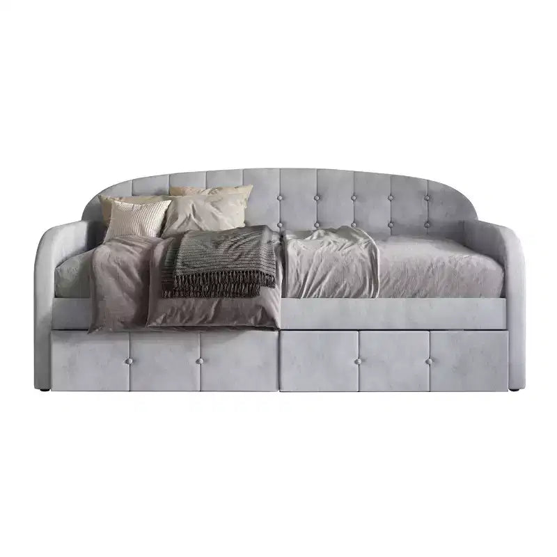 Lit de repos double en velours avec rangement