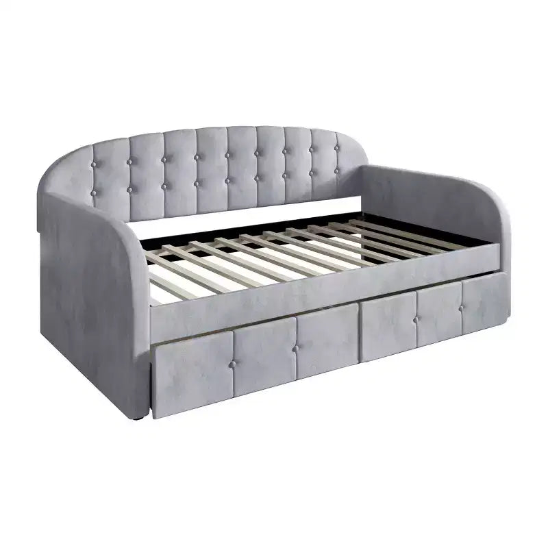 Lit de repos double en velours avec rangement