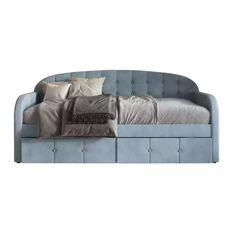 Lit de repos double en velours avec rangement
