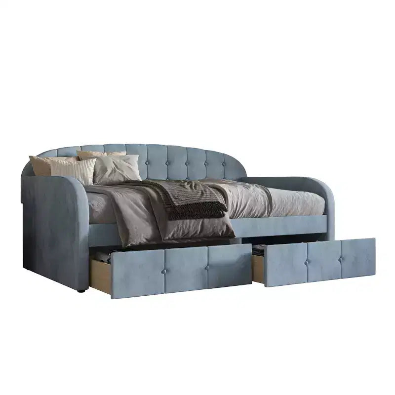 Lit de repos double en velours avec rangement