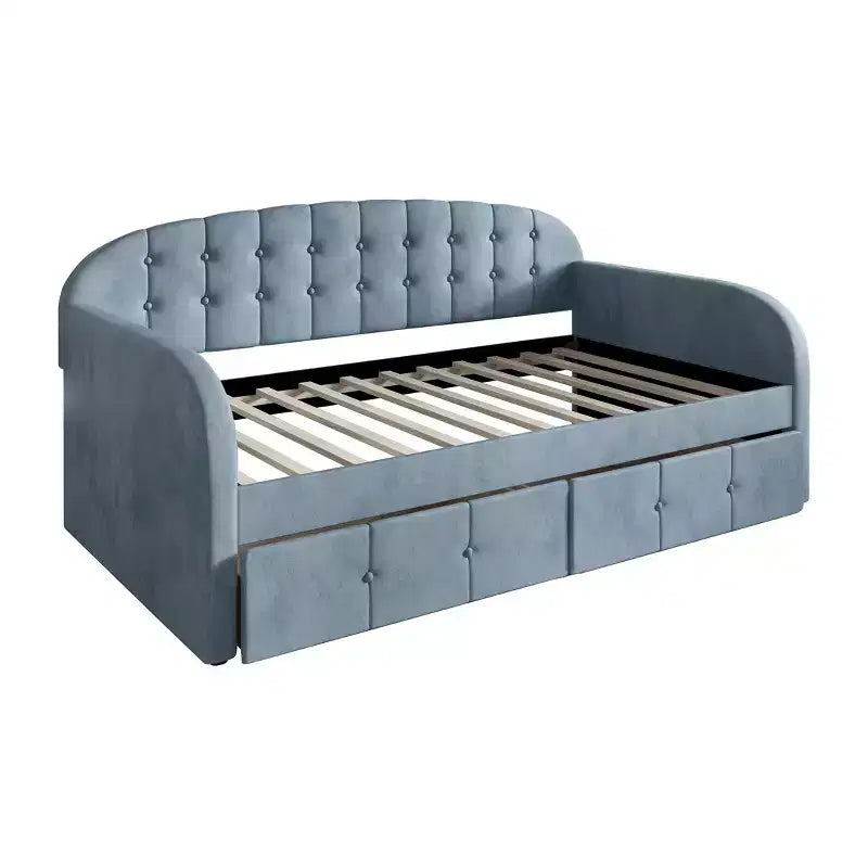 Lit de repos double en velours avec rangement