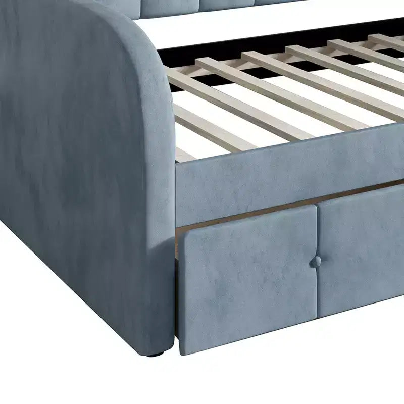 Lit de repos double en velours avec rangement