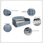 Lit de repos double en velours avec rangement