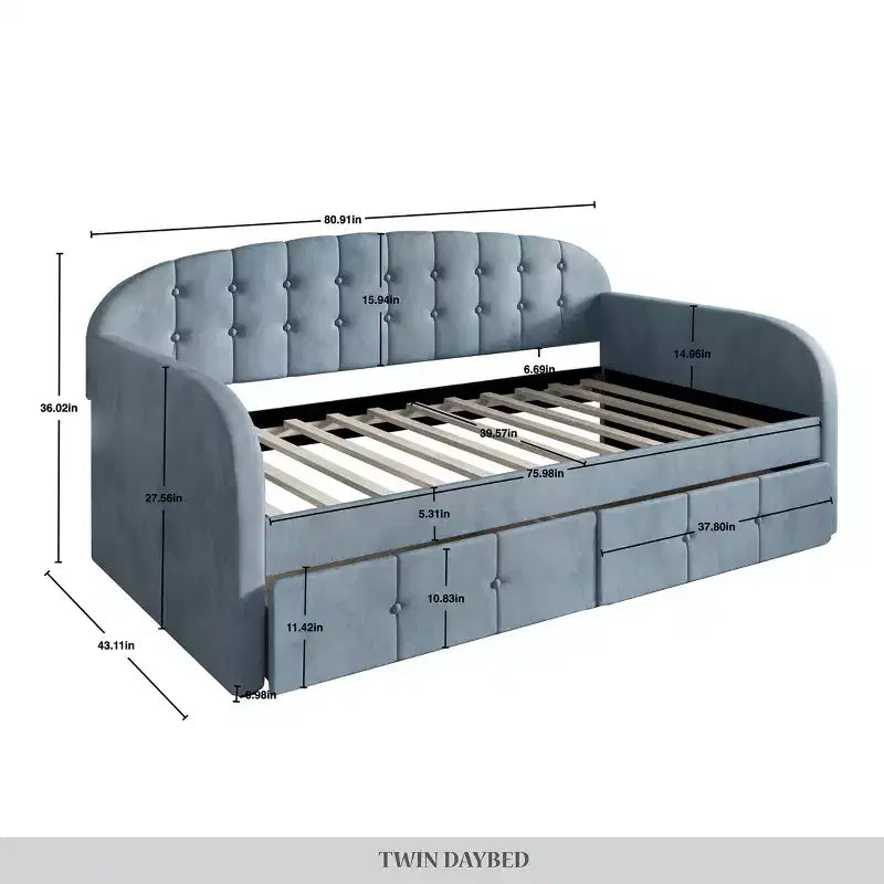 Lit de repos double en velours avec rangement