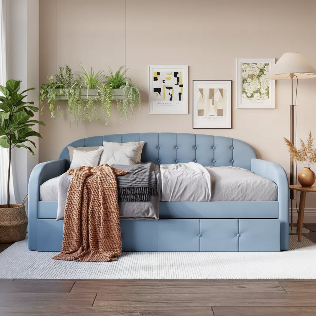 ChaletPosh Twin Size Daybed in Velvet with Storage