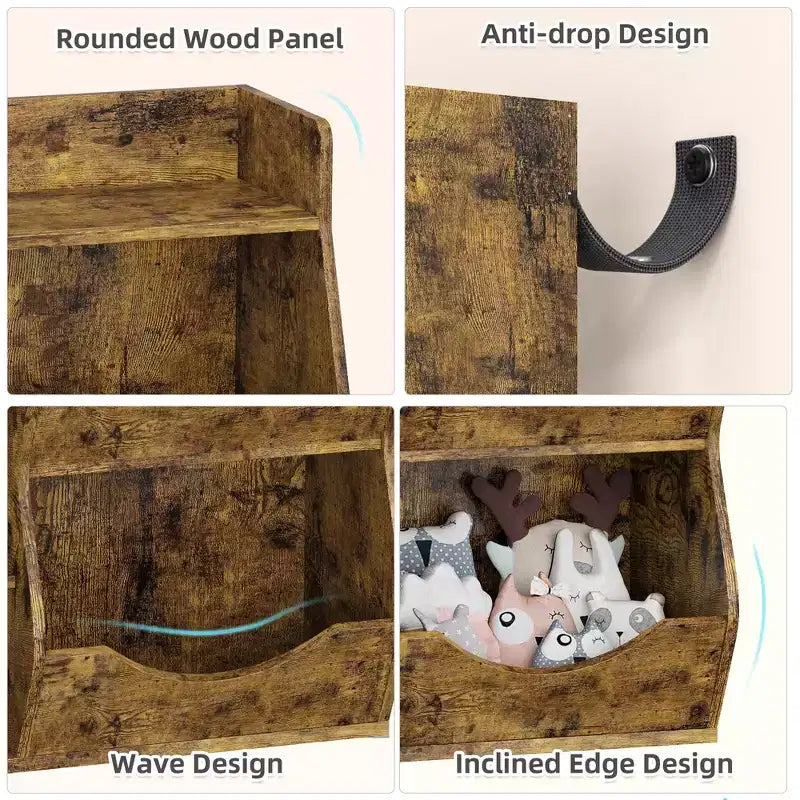 Étagère à Livres et Organisateur de Rangement pour Jouets 2 Niveaux pour Enfants – 5 Compartiments pour Chambre à Coucher, Salle de Jeux et Maternelle