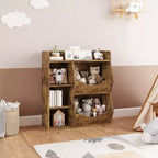 Étagère à Livres et Organisateur de Rangement pour Jouets 2 Niveaux pour Enfants – 5 Compartiments pour Chambre à Coucher, Salle de Jeux et Maternelle