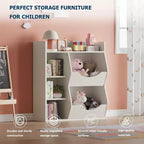 Étagère à Livres et Organisateur de Rangement pour Jouets 2 Niveaux pour Enfants – 5 Compartiments pour Chambre à Coucher, Salle de Jeux et Maternelle