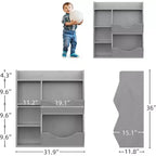 Étagère à Livres et Organisateur de Rangement pour Jouets 2 Niveaux pour Enfants – 5 Compartiments pour Chambre à Coucher, Salle de Jeux et Maternelle