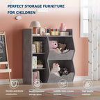Étagère à Livres et Organisateur de Rangement pour Jouets 2 Niveaux pour Enfants – 5 Compartiments pour Chambre à Coucher, Salle de Jeux et Maternelle