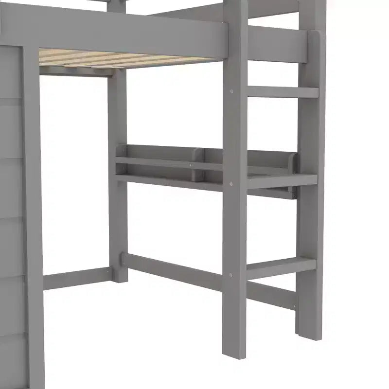Lit cabane surélevé pour enfants avec tableau noir | Cadre de lit en bois double/complet avec espace de jeu et étagère intégrée | Lit superposé de style cabine pour garçons et filles