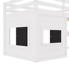 Lit cabane surélevé pour enfants avec tableau noir | Cadre de lit en bois double/complet avec espace de jeu et étagère intégrée | Lit superposé de style cabine pour garçons et filles