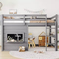 Lit cabane surélevé pour enfants avec tableau noir | Cadre de lit en bois double/complet avec espace de jeu et étagère intégrée | Lit superposé de style cabine pour garçons et filles