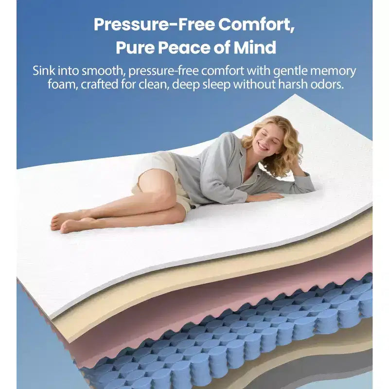 Matelas en mousse à mémoire de forme en boîte, 35,5 cm, taille King, pour un sommeil frais et un soulagement de la pression, Fermeté moyenne