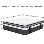 Matelas en mousse à mémoire de forme en boîte, 35,5 cm, taille King, pour un sommeil frais et un soulagement de la pression, Fermeté moyenne