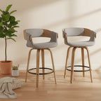 Set of 2 Elisa Upholstered Counter Height Barstools Gray/White Wash - Lumisource